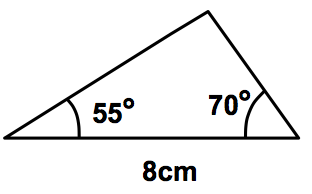 triangle with 55 degree and 70 degree angles