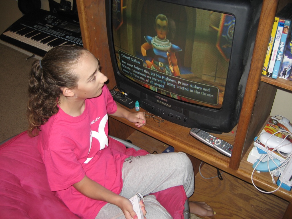 Girl plays video games