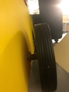 Close-up shot of wheel on the bus
