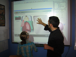 teaching using an interactive whiteboard with student
