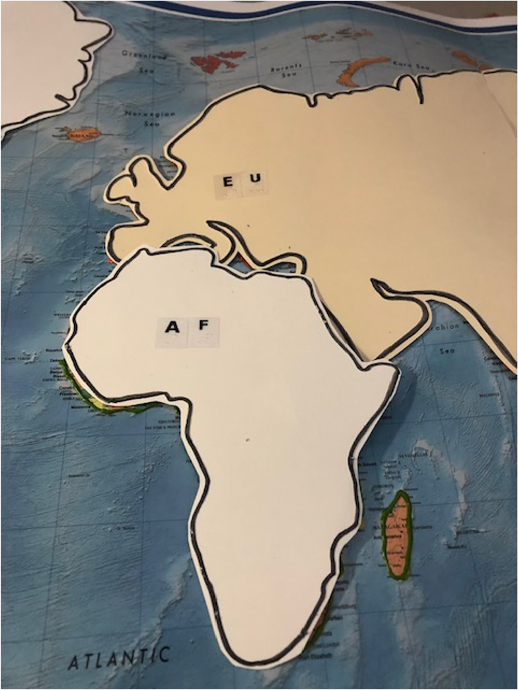 Tactile overlays of Europe and Africa Tactile overlays of Europe and Africa