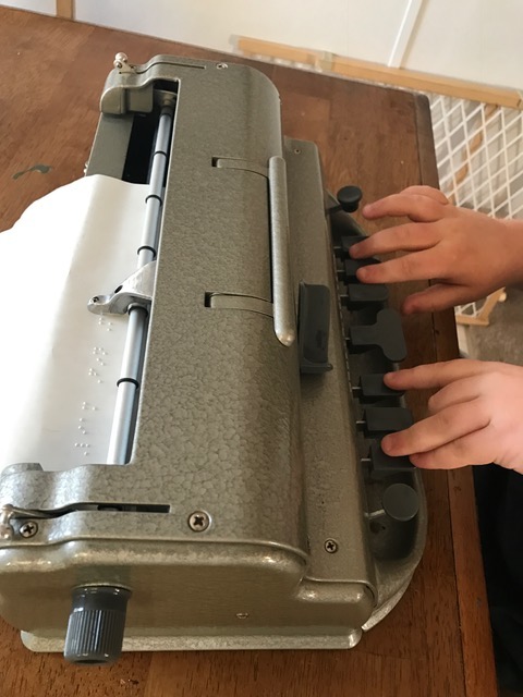 Writing names on the braillewriter Writing names on the braillewriter