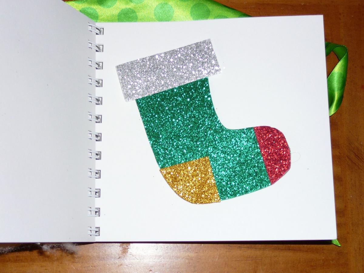 Page with glitter stocking