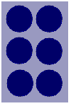 This graphic shows the braille cell.  It is 2 vertical lines of 3 dots each.