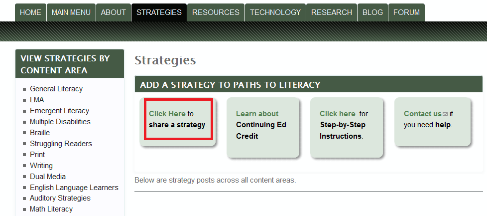 Screenshot of creating strategy