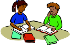color drawing of two students reading together