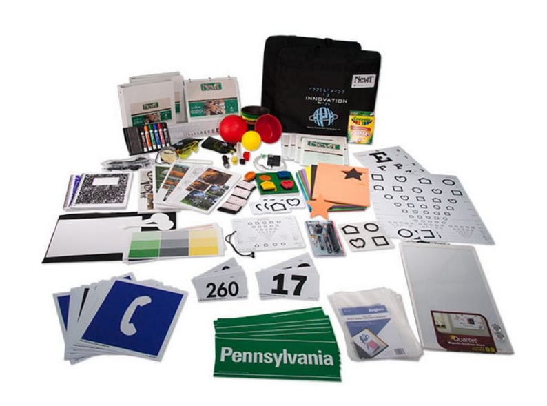 New T Functional Vision Assessment kit with vision charts, materials, photos, and more