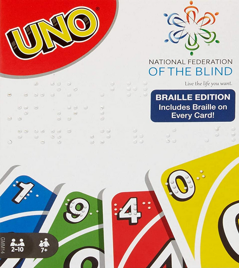 Uno braille playing cards with large print