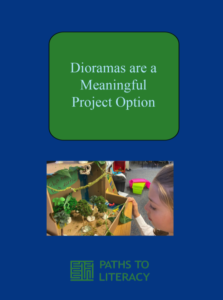 Dioramas are a Meaningful Project Option title with a picture of a student looking at a peer recreated one.