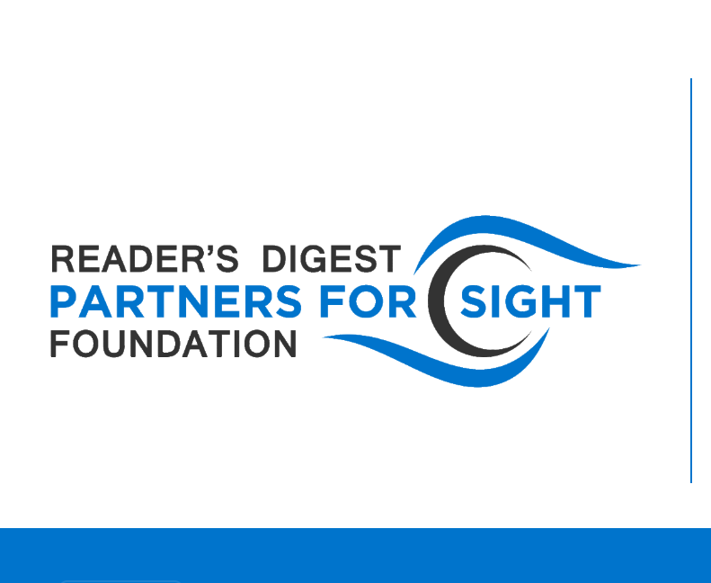Reader's Digest Partners for sight foundation logo with an abstract eye
