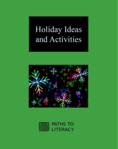 Holiday Ideas and Activities title with a picture of snowflake lights.
