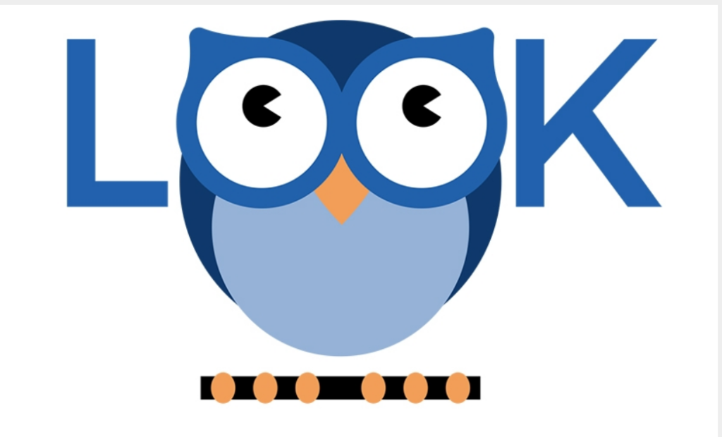 LOOK logo that has the word look with an owl