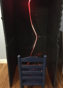 Extra tall “Little Gym” that is two
mats in height. It has a small rocking chair facing in and a Glow Whip coming down from the top