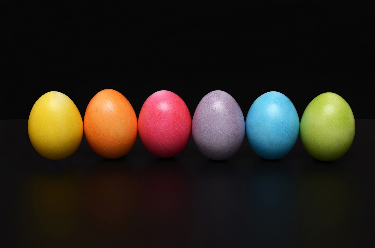 Row of colored Easter Eggs
