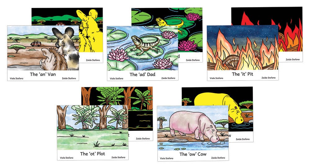 Series two books pages with illustrations of animals.