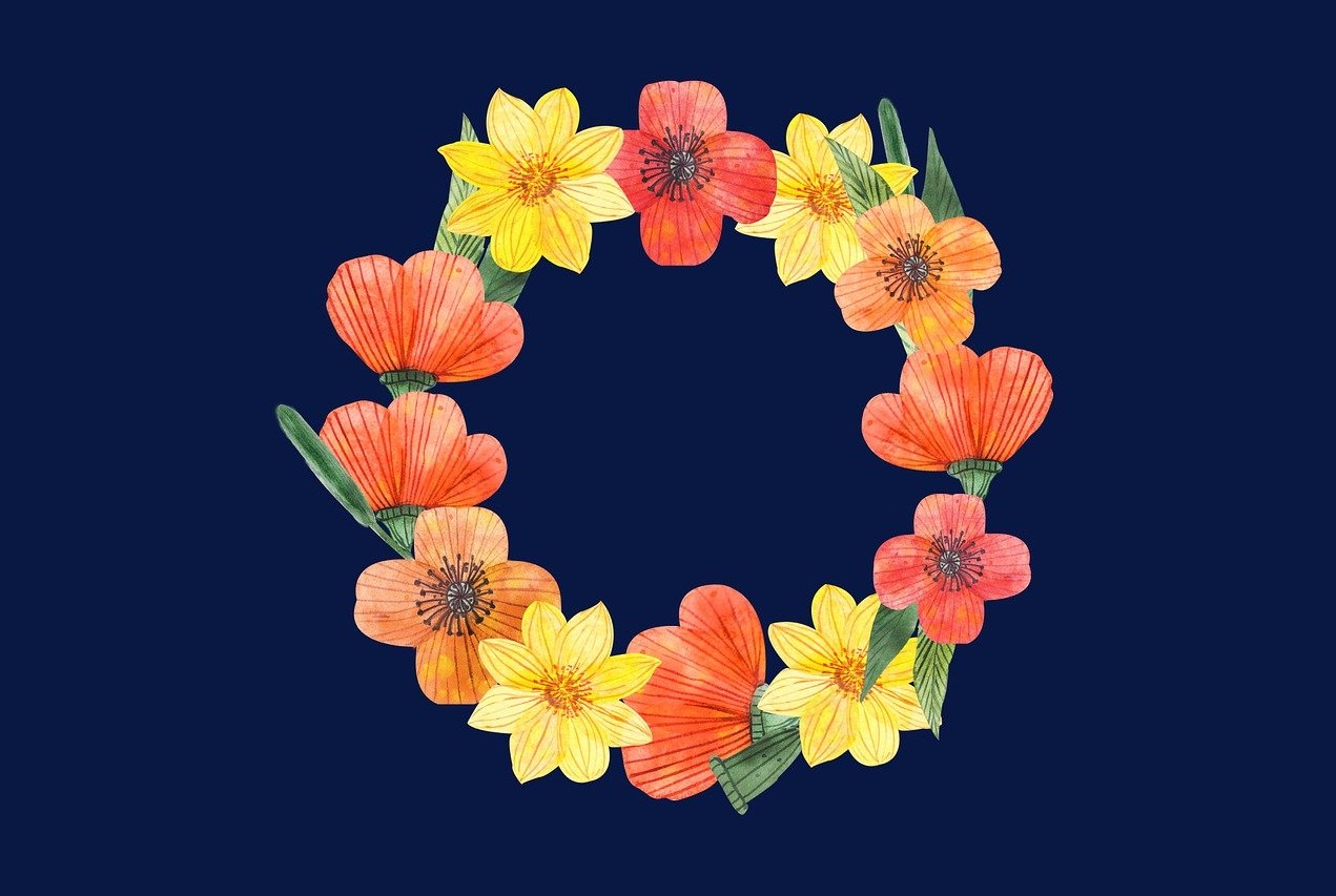 Illustration of a flower wreath