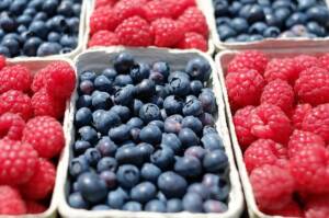 Blueberries and raspberries