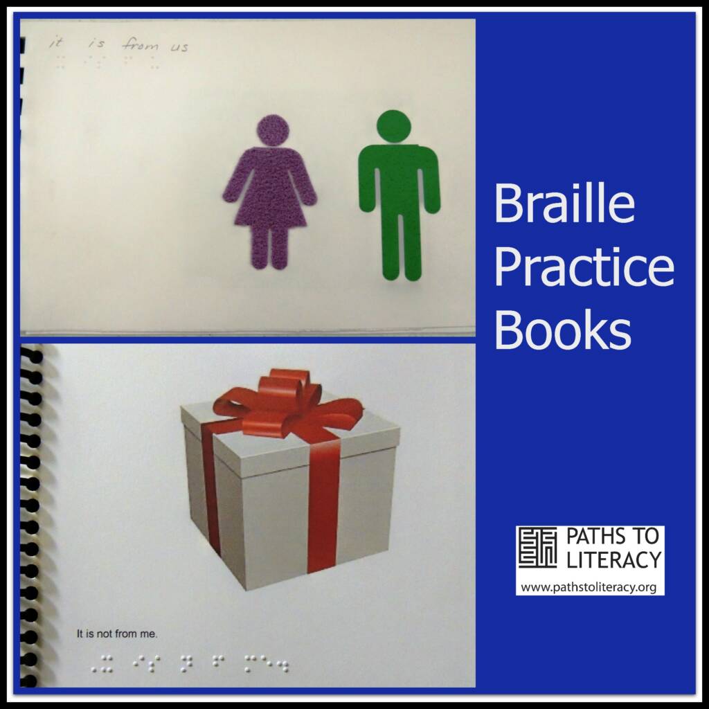 Collage of braille practice books