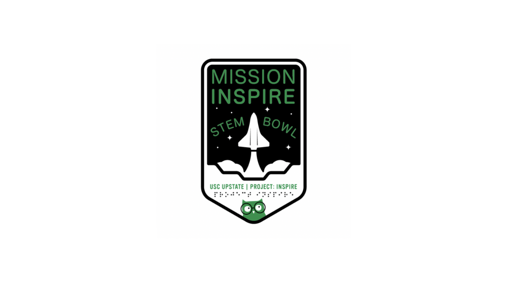Mission INSPIRE STEM Bowl logo that includes a picture of a rocket blasting off and an owl wearing glasses.
