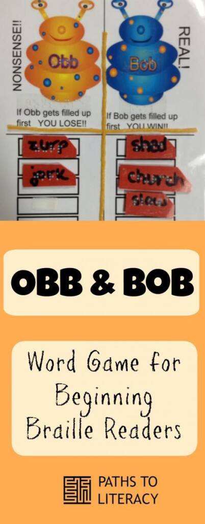 Collage of Obb and Bob: Word game for beginning braille readers