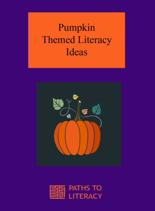 Pumpkin Themed Literacy Ideas title with a drawing of a pumpkin.