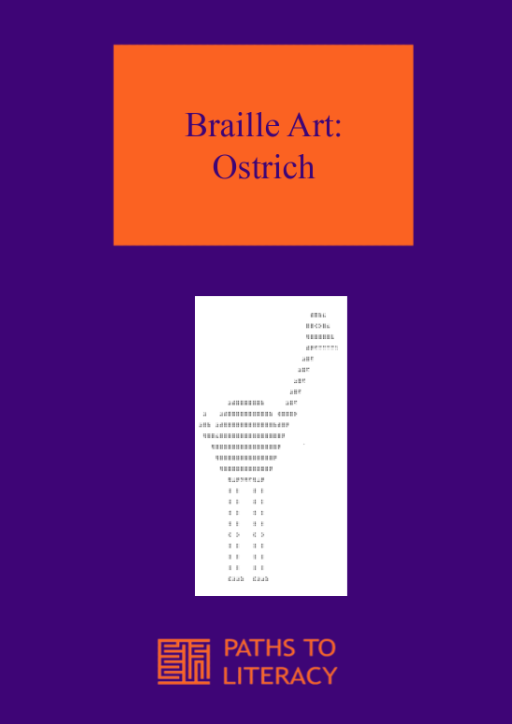 Braille Art: Ostrich with a picture of the brailled ostrich.