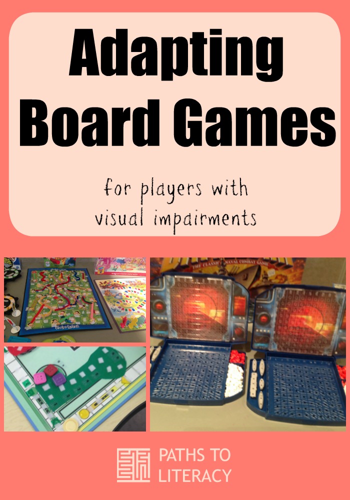 Collage of adapting board games for players with visual impairments