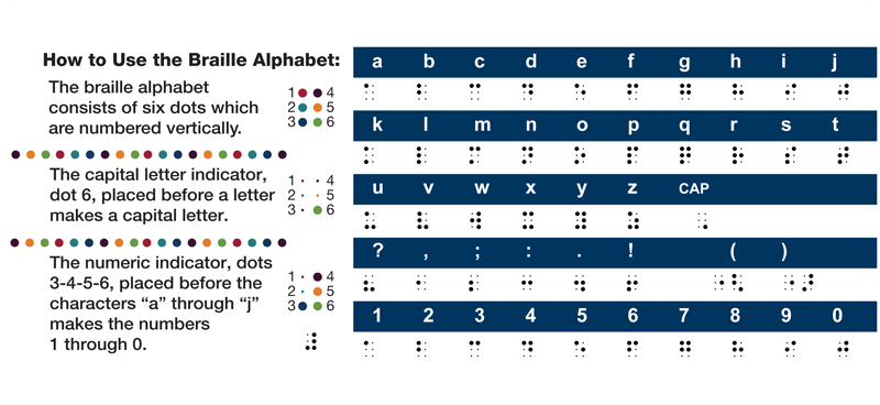Braille alphabet card