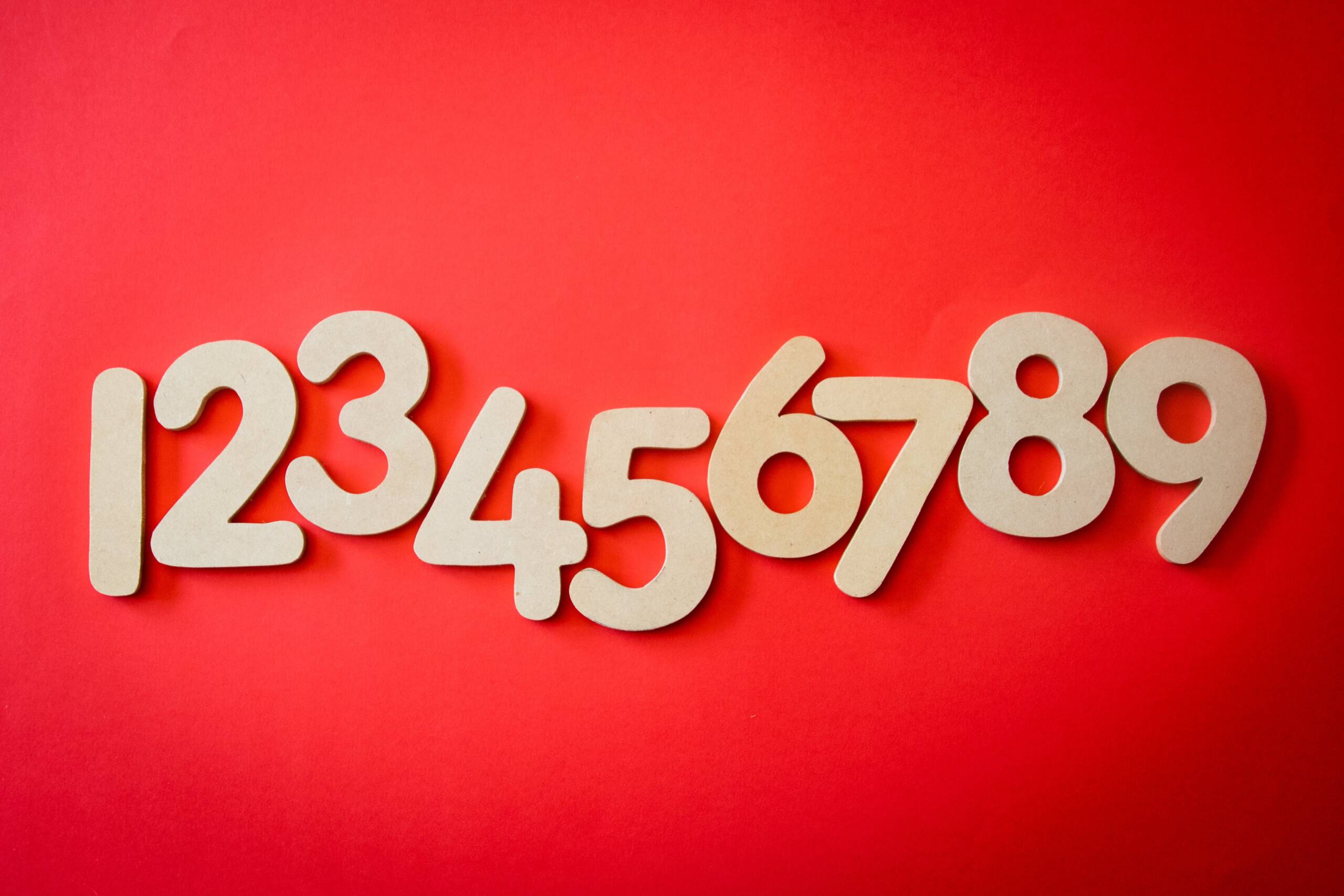 The numbers 1 through 9 shown on a red background