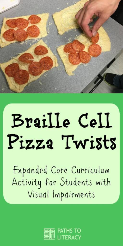 Collage of braille cell pizza twists