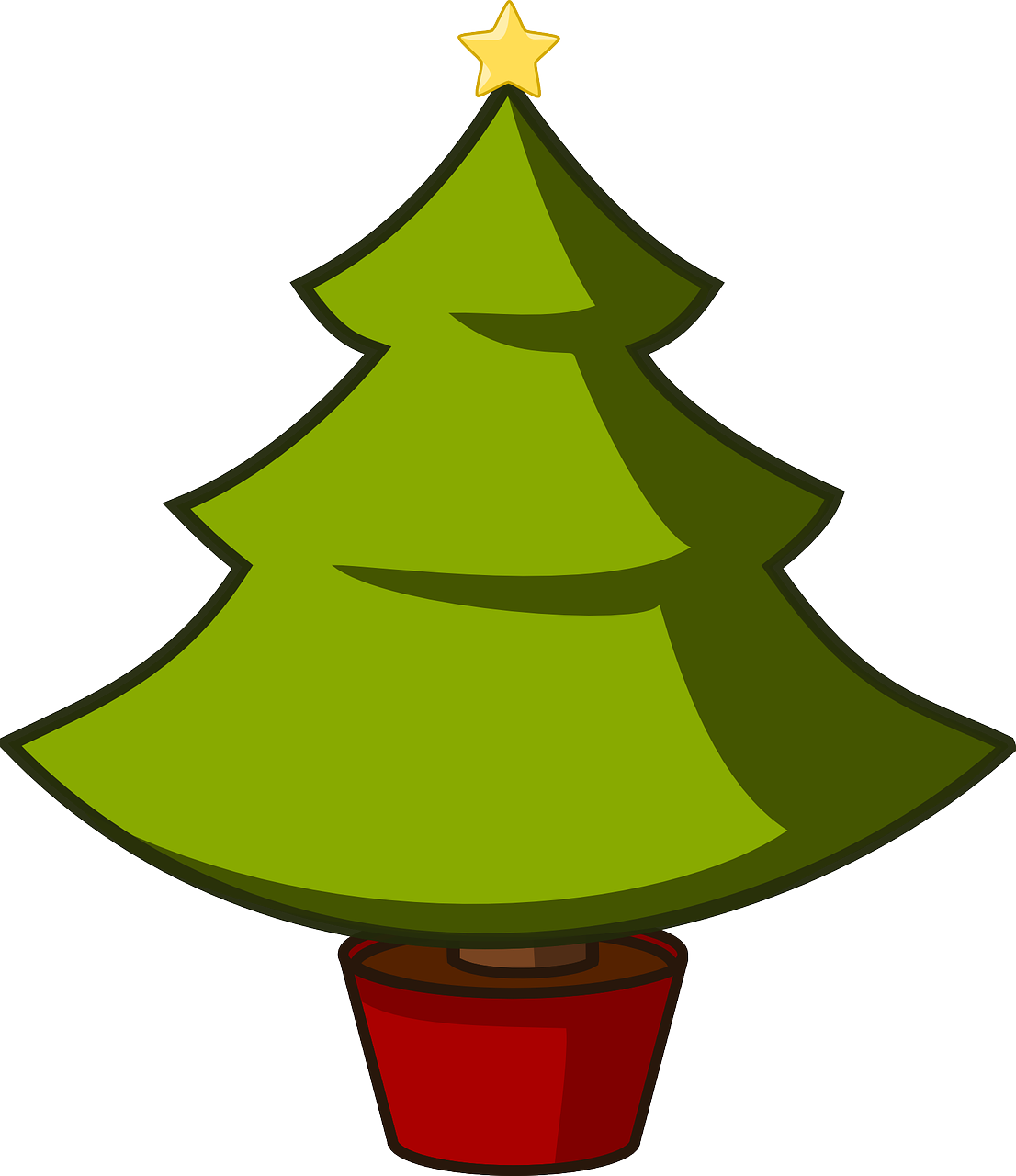 Illustration of Christmas tree with star on top