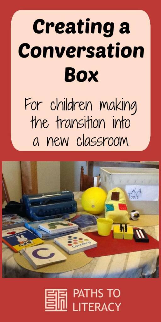 Collage of creating a conversation box for children making the transition into a new classroom