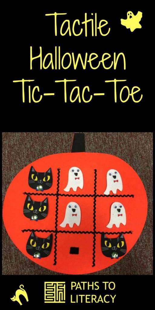 Collage of tactile Halloween tic-tac-toe