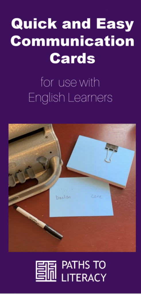 Collage of quick and easy communication cards for use with English Learners