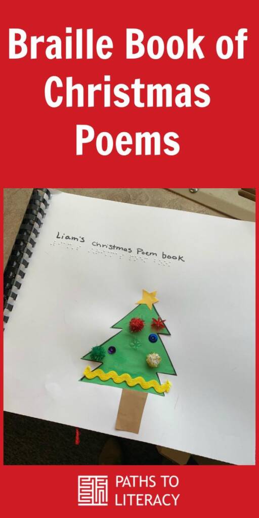 Collage of braille book of Christmas poems