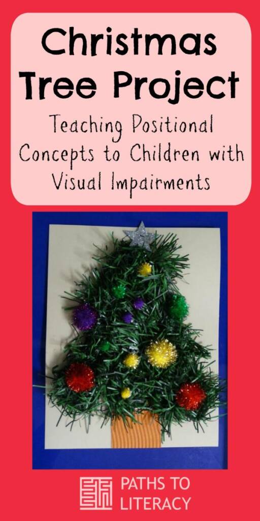 Collage of teaching positional concepts to children with visual impairments through a Christmas tree project