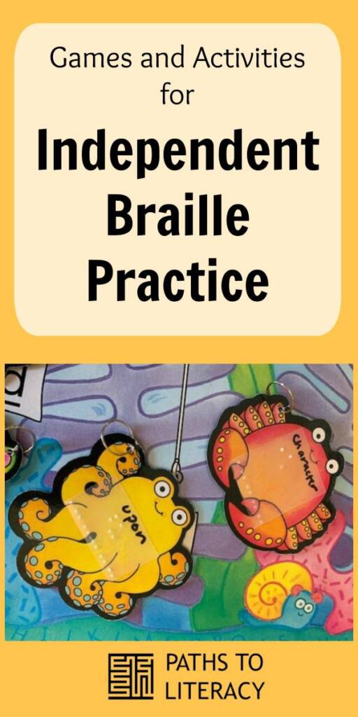 Collage of Games and Activities for Independent Braille Practice
