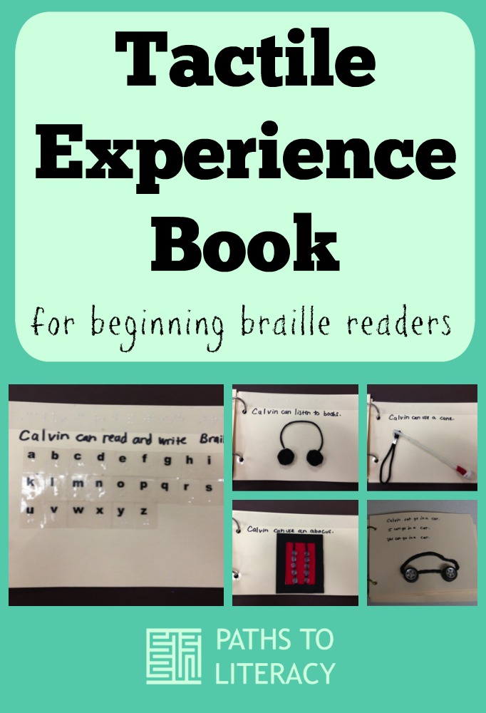 Collage of tactile experience book for beginning braille readers