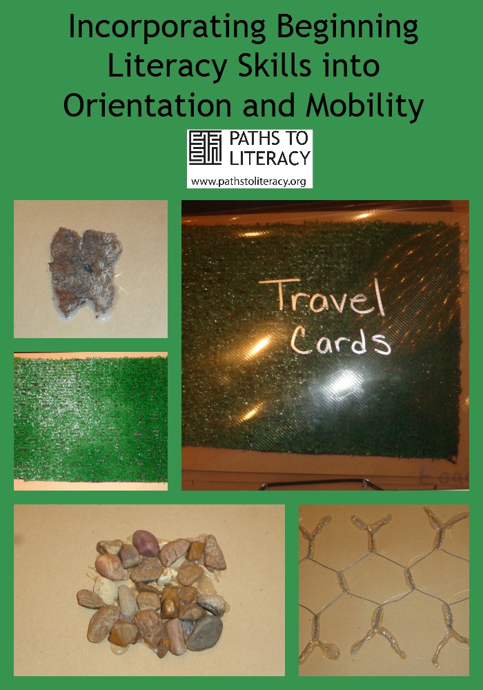 Collage of incorporating beginning literacy skills into orientation and mobility