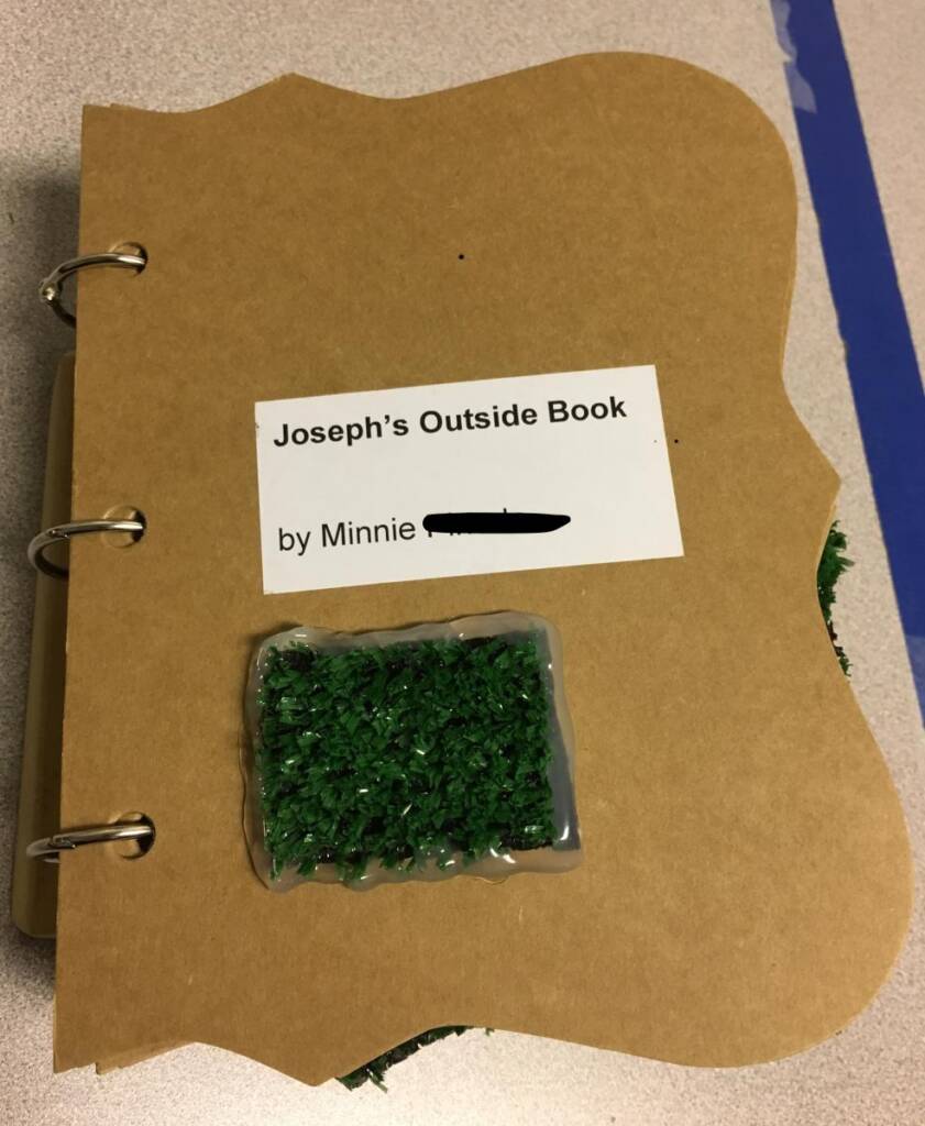 Cover of "Joseph's Outside Book" with a patch of artificial grass glued to cover