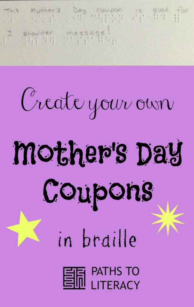 collage of creating your own Mother's Day coupons in braille