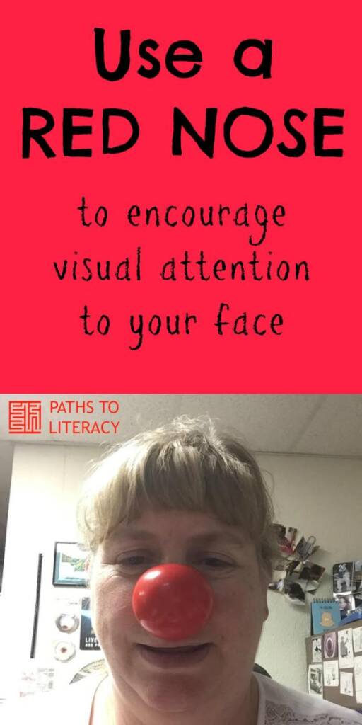 Collage for Red Nose Day: Use a red nose to encourage visual attention to your face