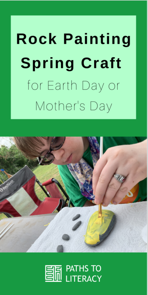 Rock painting spring craft for Earth Day or Mother's Day