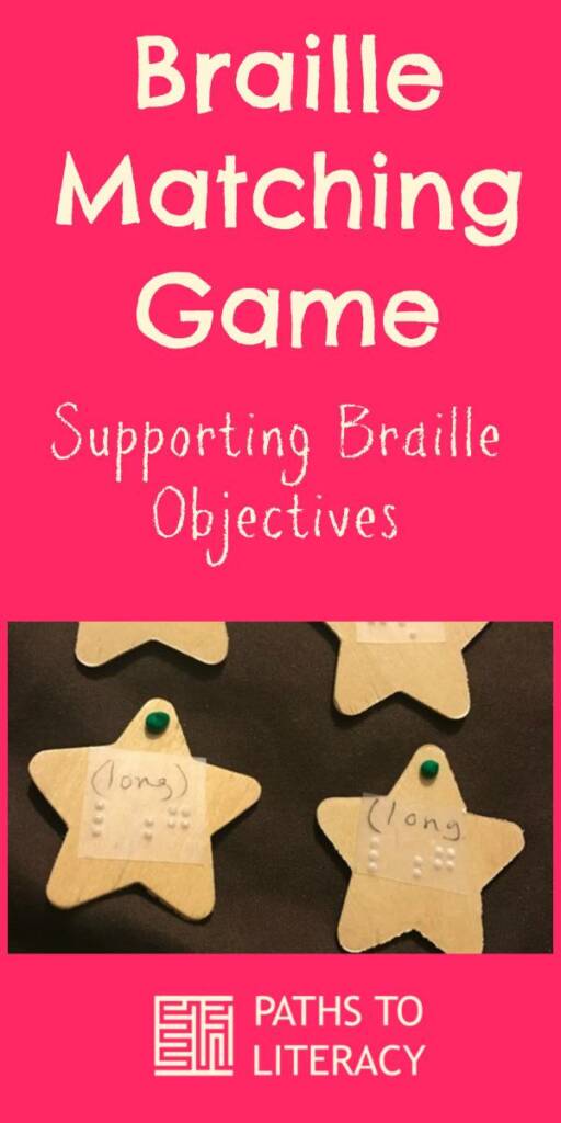 Collage of braille matching game: supporting braille objectives