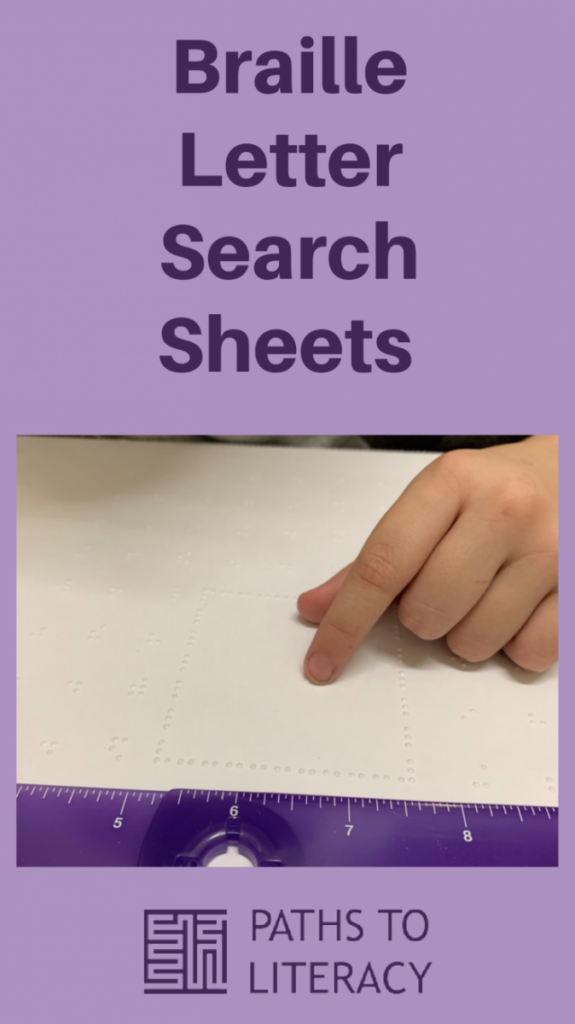 Collage of braille letter search sheets