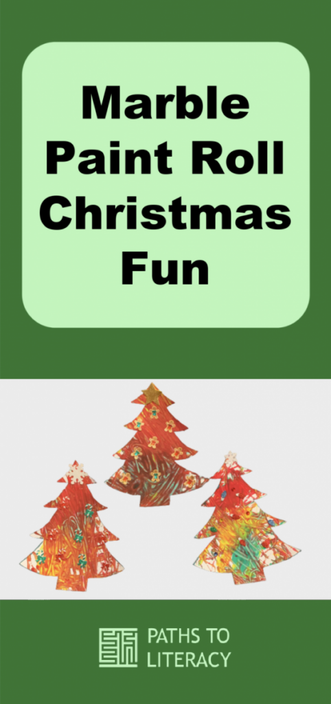 Collage of marble paint roll Christmas fun