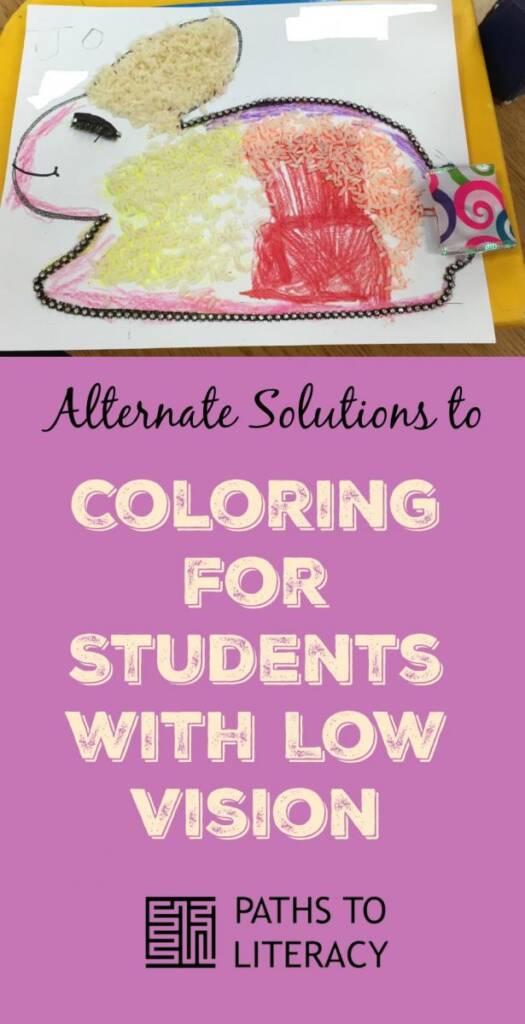 Collage of alternate solutions to coloring for students with low vision