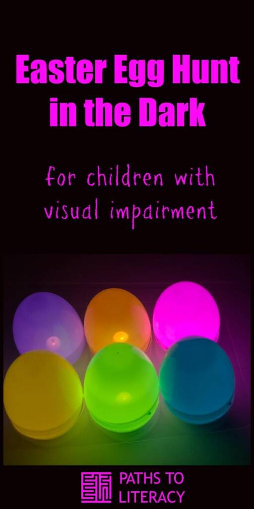 Collage of Easter Egg Hunt in the Dark for children with visual impairment