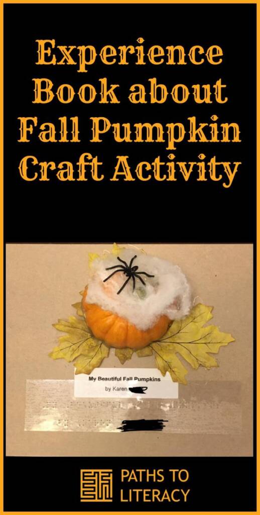 Collage of experience book about fall pumpkin craft activity