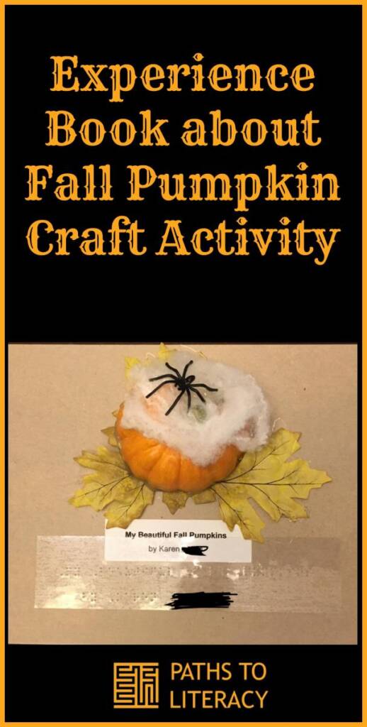 Collage of experience book about fall pumpkin craft activity